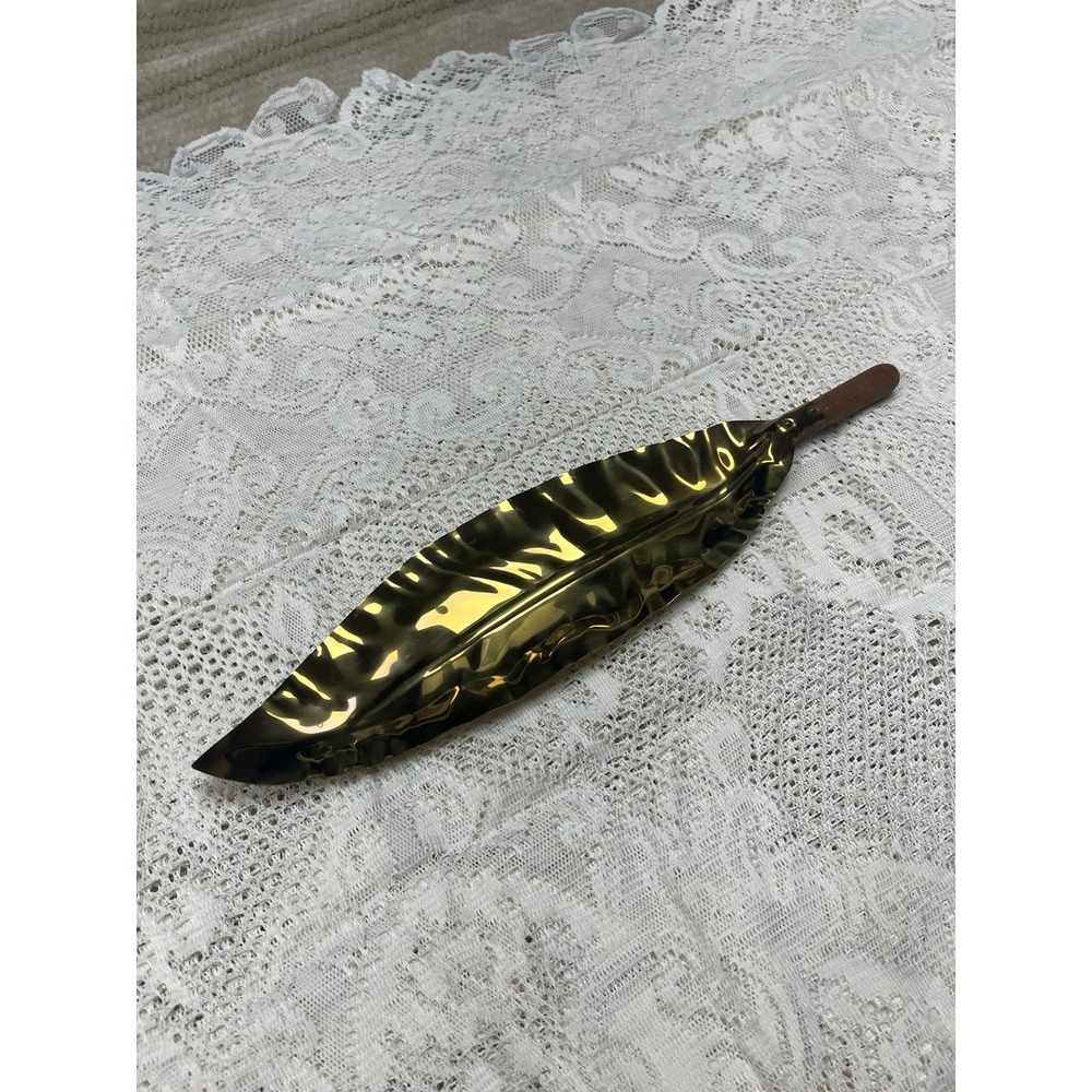 Vintage Brass Leaf Tray: Mid-Century Modern Trinket Dish